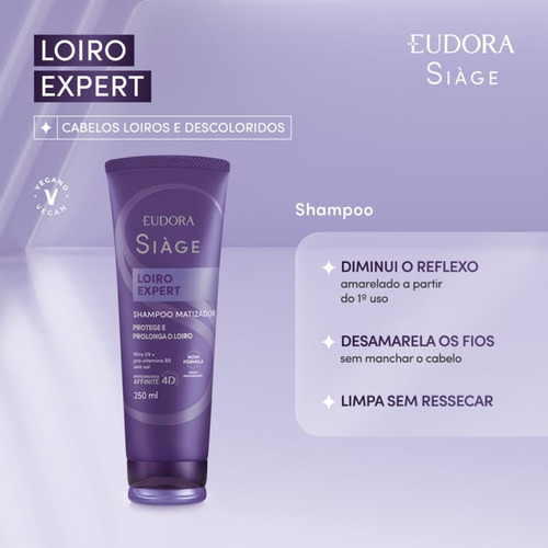 Kit 3 Shampoo Matizador Loiro Expert Violeta Eudora Siàge