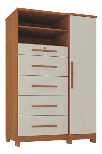 Cômoda Sapateira E Cabideiro Multiuso 5 Gavetas Imperial Cor Madeir/off