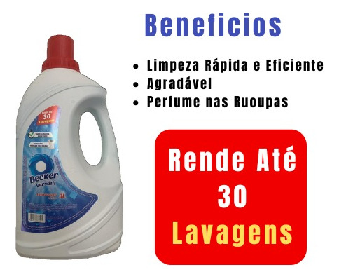 Kit 3 Sabão Líquido Lava-roupas Becker 3l Versátil Perfume
