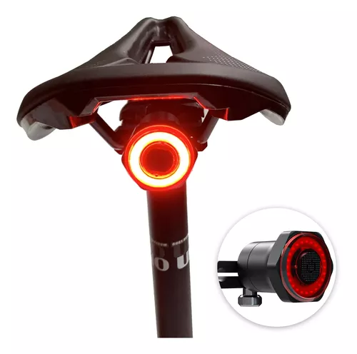 WSDCAM Alarma de bicicleta y luz trasera inteligente para bicicleta, luz de  freno de bicicleta, luz de freno de bicicleta de encendido/apagado