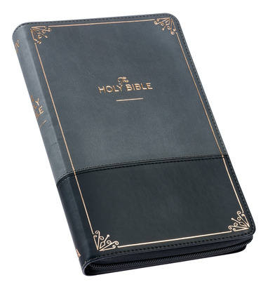 Libro Kjv Deluxe Gift Bible Two-tone Black/gray With Zipp...