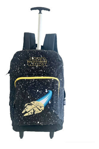 Mochila Juvenil Masculina Nave Star Wars Rodinhas Grande