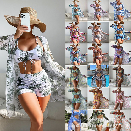 Lz Conjunto De Bikini De Playa Tropical De Tres Piezas Para