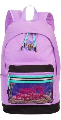 Mochila Escolar Sestini Capricho Candy Lilás com Detalhes Tutti Frutti