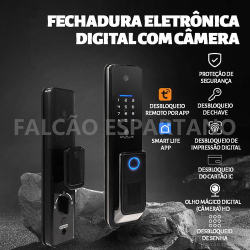 Fechadura Eletronica Biometria Com Câmera Wifi Facial App