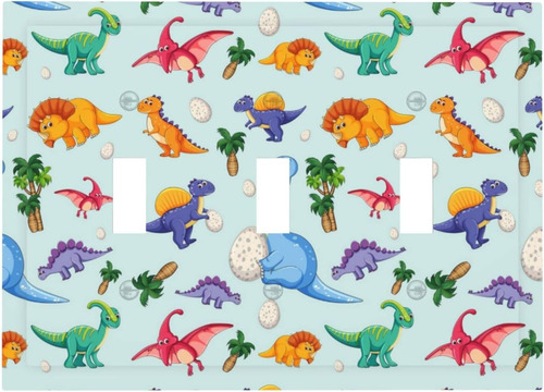 Cute Dinosaur 3 Gang Switch Cover Triple Toggle Wall Plate P