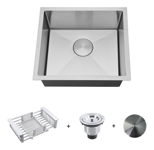 Kit Cuba Pia Cozinha Gourmet Arell Solo4540 Aço Inox Escovado Com Acessórios 45x40cm