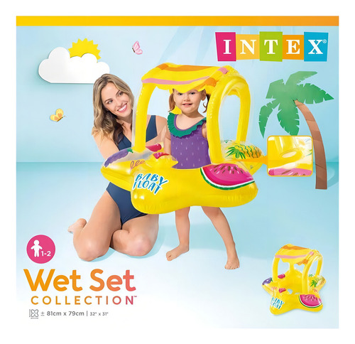 Flotador Salvavidas Inflable Con Techo Intex Estrella 56573 Amarillo