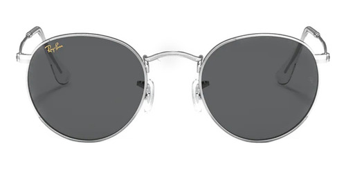 Imagen 2 de 3 de Anteojos de sol Ray-Ban Round Metal Legend Standard con marco de metal color polished shiny silver, lente dark grey de cristal clásica, varilla polished shiny silver de metal - RB3447