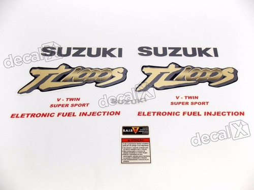 Kit Jogo Faixa Emblema Adesivo Suzuki Tl1000s 1997 Preta