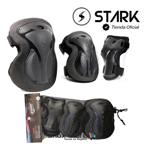 Imagen 2 de 8 de Kit Protecciones Profesional Adulto Roller Skate Stark Black
