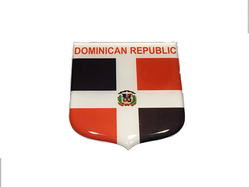 Adesivo Resinado Em Escudo Da Bandeira República Dominicana