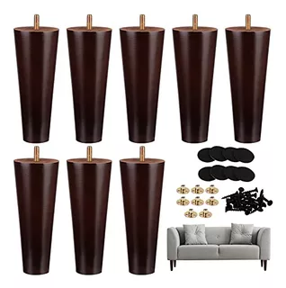 8 Pieces Furniture Couch Legs 6 Inch Round Solid Wood S...