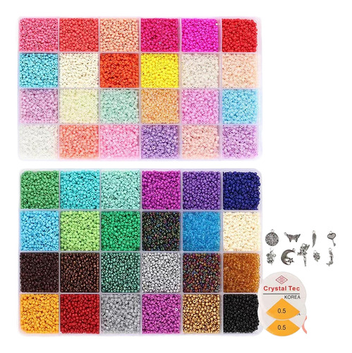 Set 3500 Cuentas De 2mm Chaquiras Kit Fabricación De Joyas