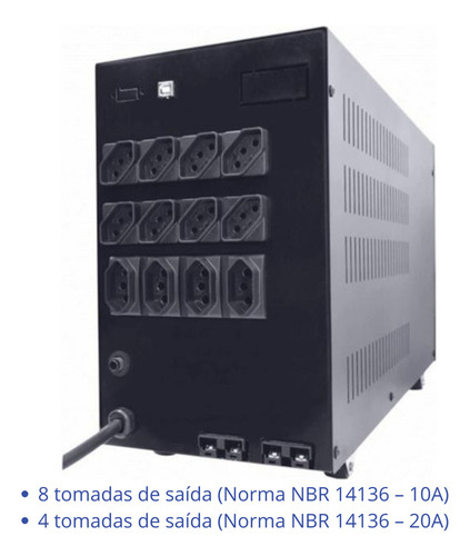 Nobreak Ts Shara Ups Senoidal Universal 3200 Va Bivolt Cor P Preto