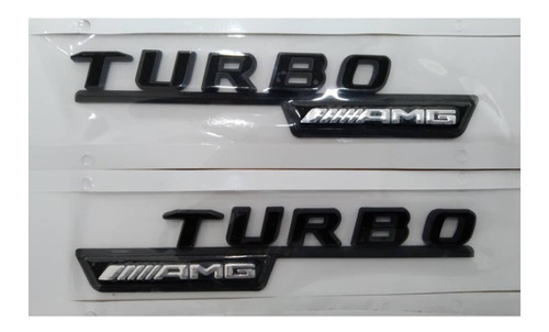 Emblema Mercedes Turbo Amg Lateral Costado Negro X2 Unidades