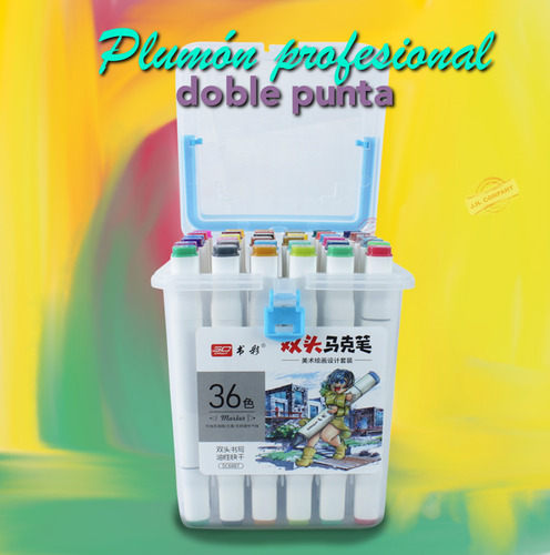 Imagen 3 de 8 de Set 36 Plumones Profesional Doble Punta Pantone Rotulador