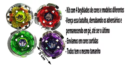 Kit 4 Beyblade Metal Fusion Pião C/super Lançador Brinquedos em