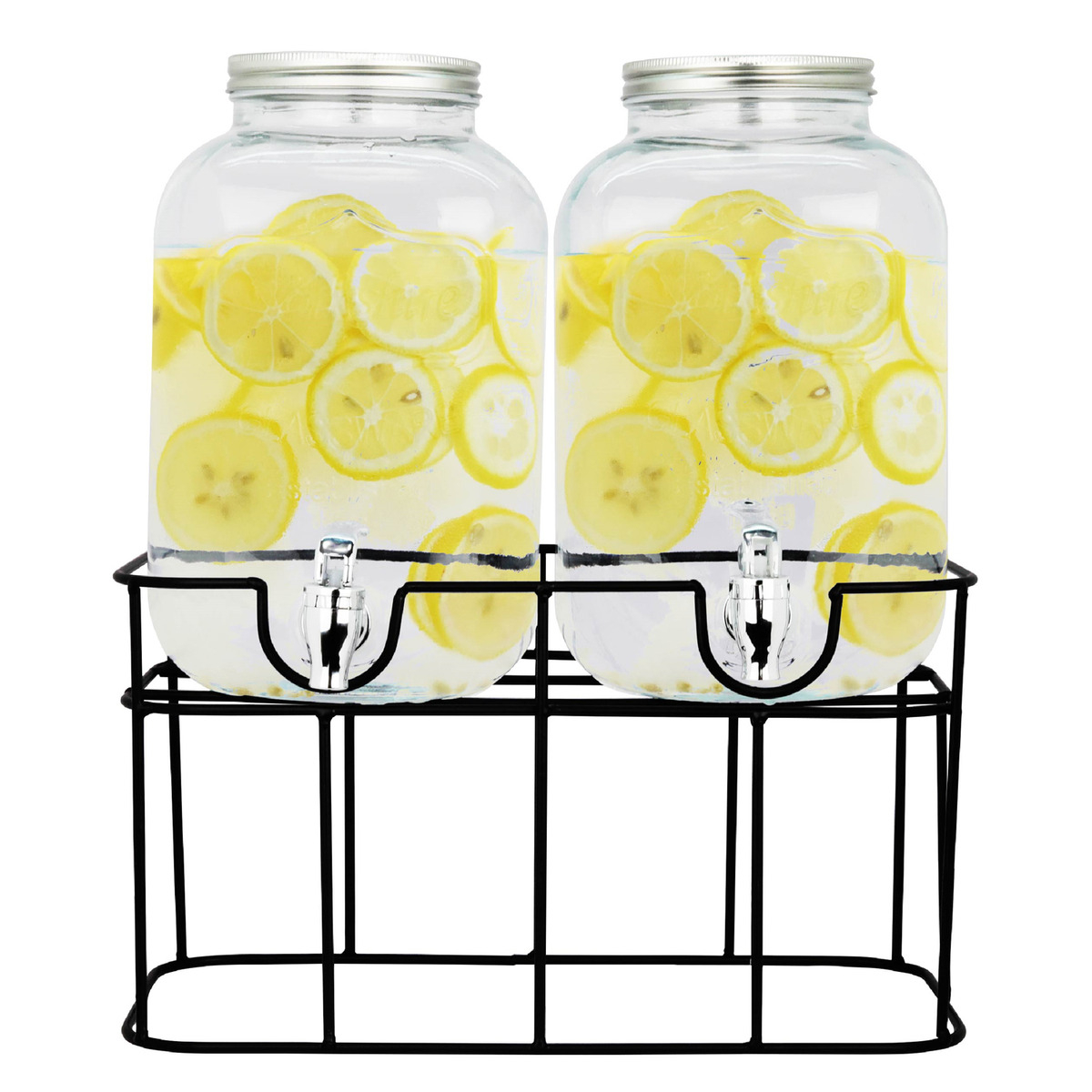 2 Dispensadores Bebidas Vitrolero Vidrio Mason Jar Agua 10l