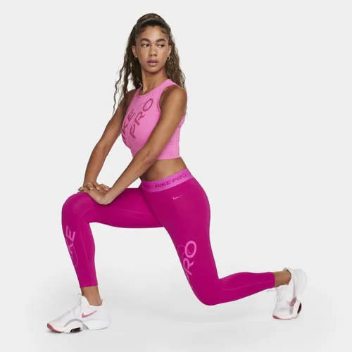 Leggings de entrenamiento con gráfico de tiro medio y largo completo para mujer  Nike Pro.