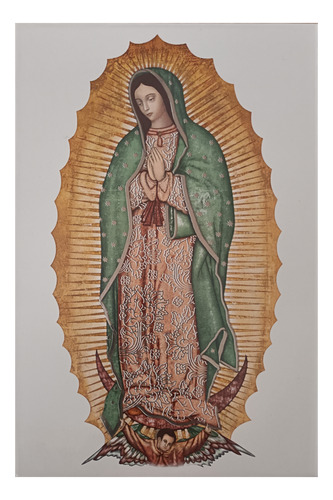 Virgen De Guadalupe Azulejo 21x31cm Decorado Alta Calidad 