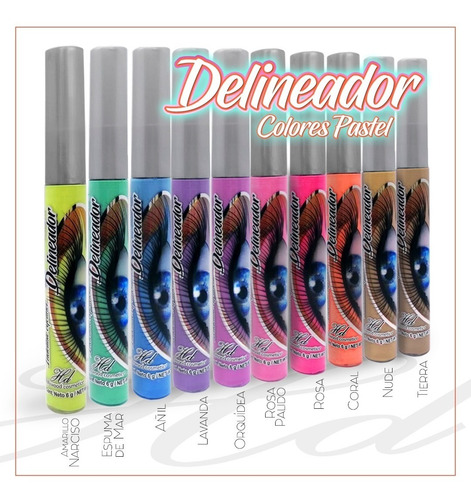 Delineadores De Color Pastel Hollywood Cosmetics ® 10 Piezas