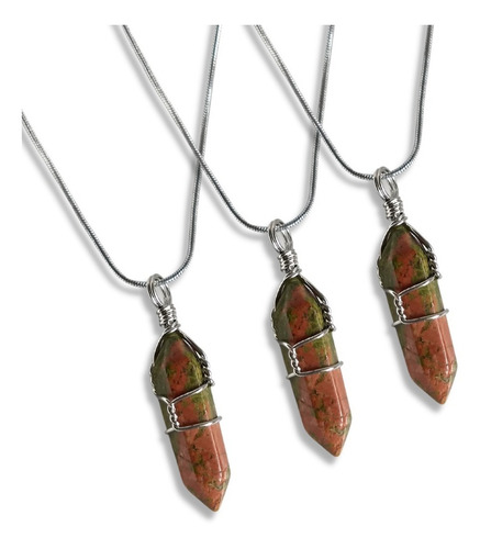 Imagen 2 de 3 de Collar Hexagonal De Unakite 100% Natural