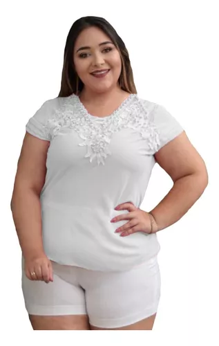 Blusas plus size moda evangélica manga princesa luxo - R$ 39.99, cor Branco  #146476, compre agora