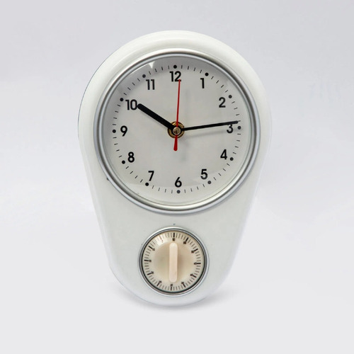 Reloj De Pared 23 Cm Blanco Con Temporizador De 60 Mn