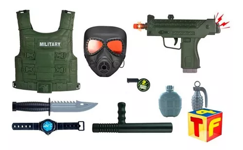 Set Soldado Swat Militar Disfraz Ametralladora Cadia