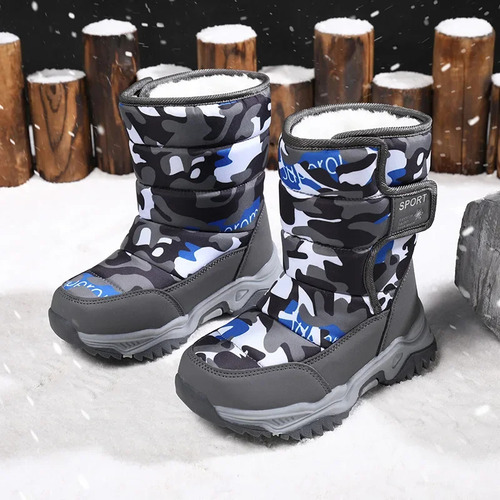 Botas De Nieve De Camuflaje Impermeables Cálidas Para Invier