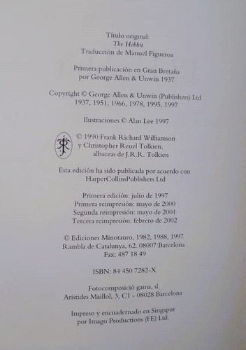 El Hobbit Ilustrado Por Alan Lee, Edición De Lujo 2002