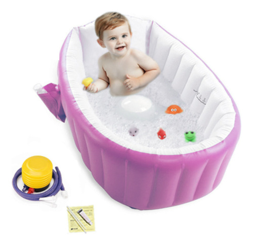 Bañera De Ducha Inflable De Pvc+bomba De Pie+5 Juguetes