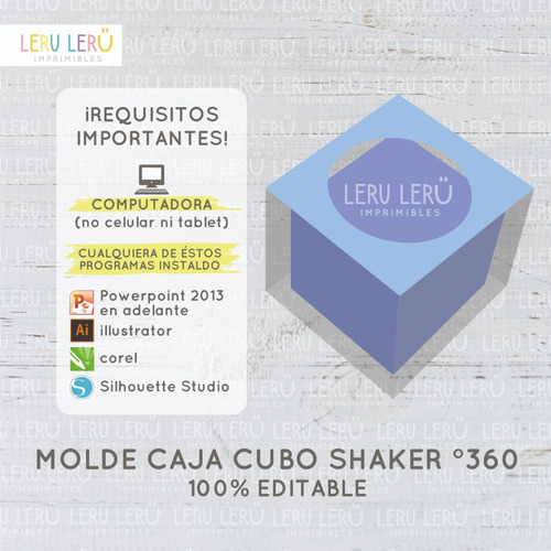 Molde Caja Cubo Shaker °360 (editable)