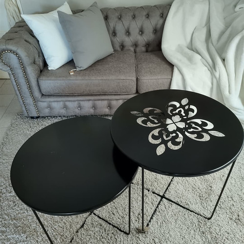 Imagen 7 de 8 de Mesa Ratona Hierro Negra Interior/exterior 60 Cm