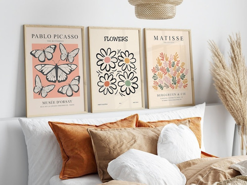 Cuadros Minimalistas, Picasso Flowers, Matisse, Set X 3