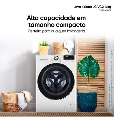 Lava E Seca LG Smart Vc2 14kg Branca Com Ia Cv9014wc2 - 127v