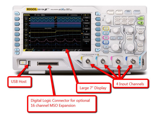 Osciloscopio digital Rigol DS1104z Plus de 4 canales y 100 MHz