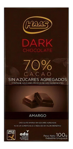 Haas Chocolate Amargo S/azucar 100g