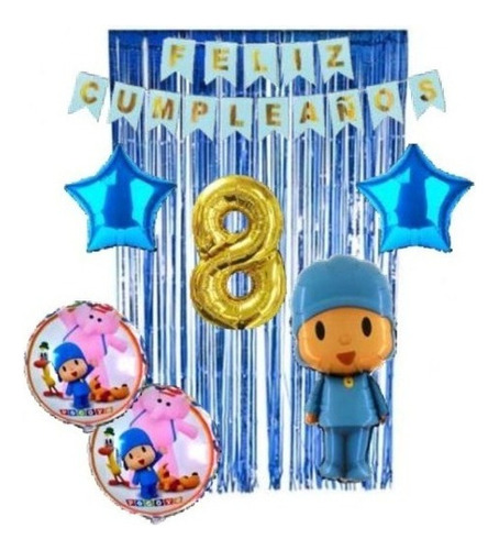 Combo De Globos Metalizado Pocoyo Cumpleaños