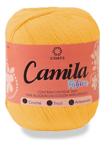 Linha Camila Fashion - 100% Algodão - Crochê Tricô 150g 500m Cor 00302 - Laranja Claro