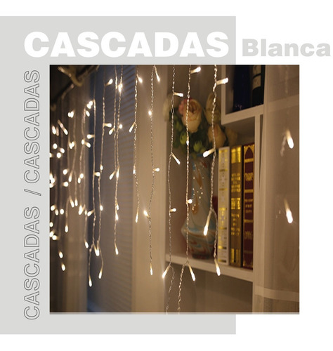 Imagen 8 de 10 de Cascada Color Blanca Led 2,30 / Con 160 Luces