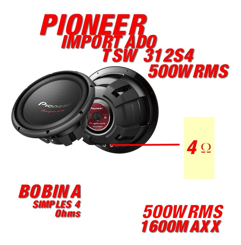 Caixa Pioneer Champion Ts-w312s4 + Modulo Digital Taramps
