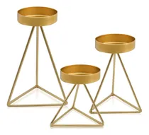 Comprar Portavelas Placa De Hierro Dorado, Juego De 3, Soporte ...