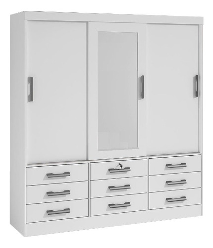 Guarda-roupa D'Doro Móveis Meridian 3P Plus cor branco de mdp com 3 portas  corrediças