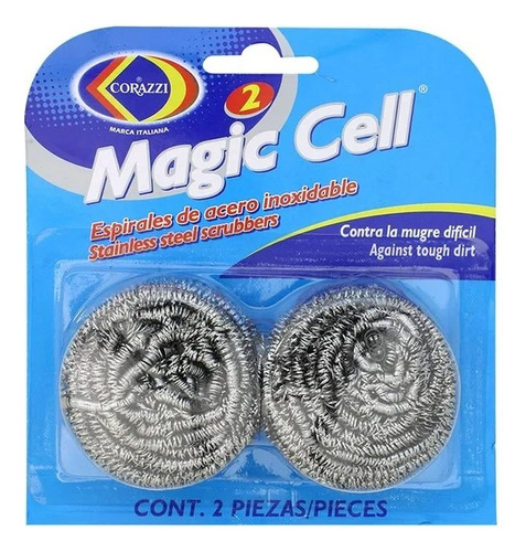 2 Fibras Esponja Espiral Acero Inoxidable Magic Cell Pack