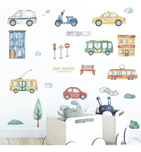 Vinilo Infantil Decorativo De Pared Ciudad