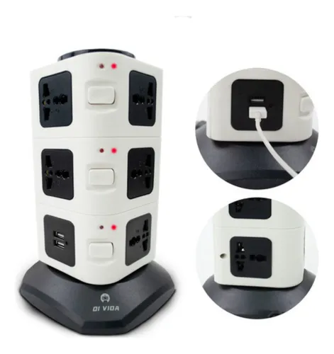 Extensão Torre Com 11 Tomada Universal + 2 Saídas Usb Menor preço em Extensão Torre Com 11 Tomada Universal + 2 Saídas Usb