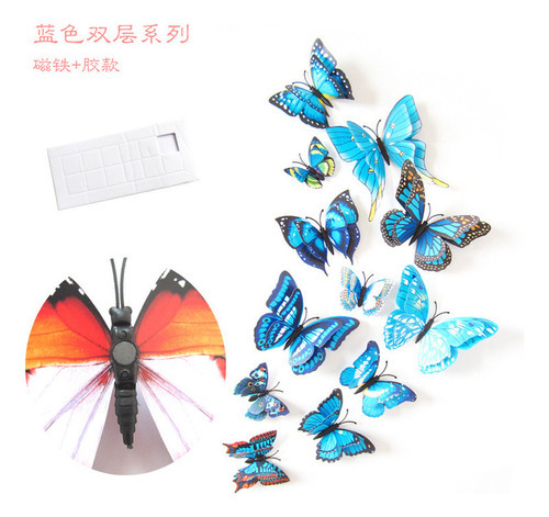 108 Pegatinas De Mariposas 3d Para Decoración De Pared Color Azul