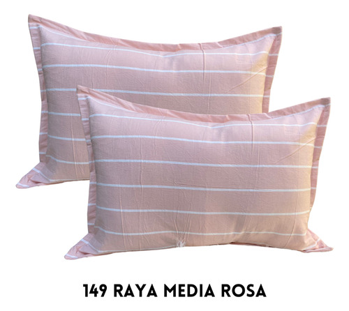 Combo 2 Almohadones Tusor 70x50 Cm Nordicos Relleno Vellon 148 Raya Gruesa Rosa .